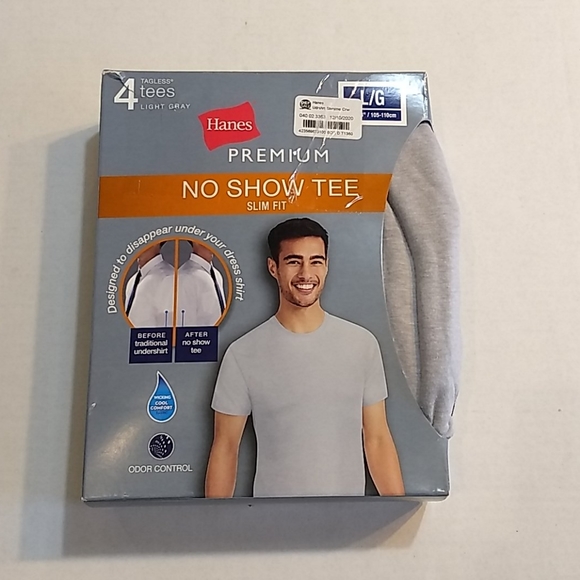 Hanes Premium No Show Tee Slim Mens L 